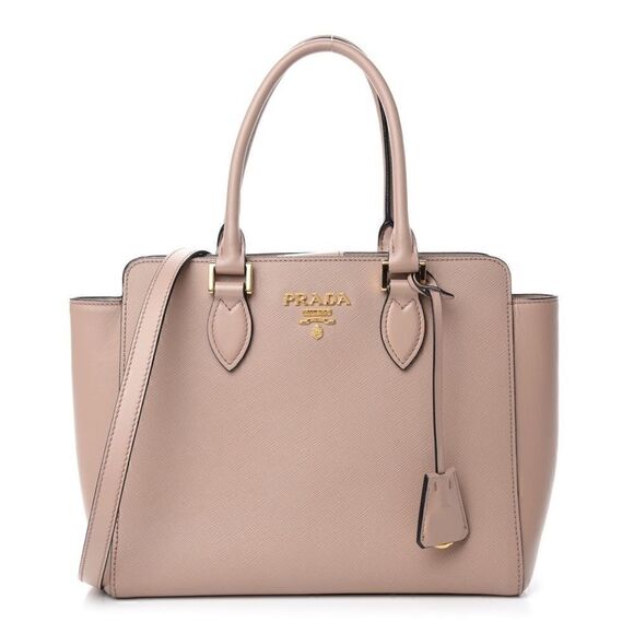 Prada Saffiano Soft Calfskin Tote Cipria Taupe Beige - Picture 1 of 11